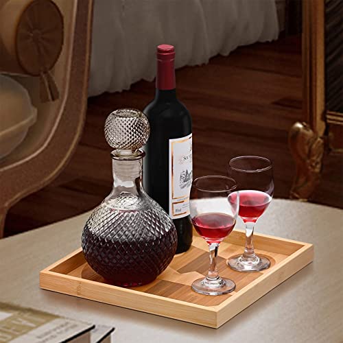 LunaLife Serving Tray Bamboo,Wooden Decorative Vanity Trays, Cheese Platter for Food Breakfast,Tea Coffee,Makeup or Home Decor, Human Face Pattern，11L x 11W