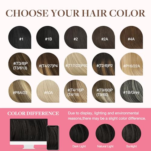 GOO GOO Clip in Hair Extensions, 50 cm 120 g 7 Pieces, 1B Natural Black, Clip in Human Hair, Remy Human Natural Clip in Hair Extensions