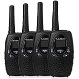 FLOUREON 4 Packs Walkie Talkies Two Way Radios 22 Channel 3000M (MAX 5000M open field) UHF Long Range Handheld Talkies Talky (Black)