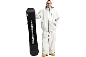 GSOU SNOW Ski Suit Men Baggy Ski Jacket and Pants Set Snow Suit Washed Effect Waterproof Insulated Windproof for Snow Sport