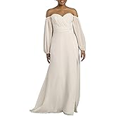 David's Bridal Off-The-Shoulder Billow Sleeve Wedding Dress