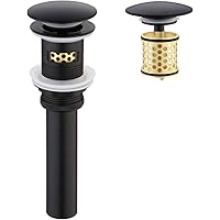 KES Pop Up Drain with Overflow with Detachable Hair Catcher Sink Drain Strainer for Bathroom Sink Drain Matte Black…