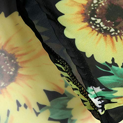 Women's Floral Print Sheer Chiffon Loose Kimono Cardigan Capes Black