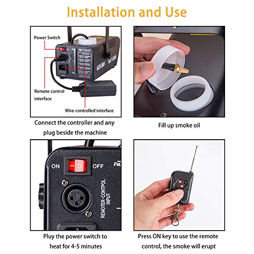 Fog Machine,GECKO Smoke Machine hood portable LED light with wired and wireless remote control, fast heating, suitable for parties, Christmas, Halloween and wedding - Thumbnail 4
