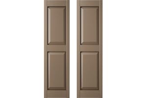 14.75 in. W x 59 in. H Builders Edge, Standard Two Equal Panels, Raised Panel Shutters, Includes Matching Installation Spikes (Per Pair), 385 - French Roast