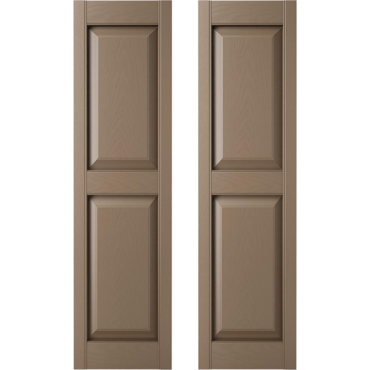 Photo 1 of 14.75 in. W x 51 in. H Builders Edge, Standard Two Equal Panels, Raised Panel Shutters, Includes Matching Installation Spikes (Per Pair), 385 - French Roast