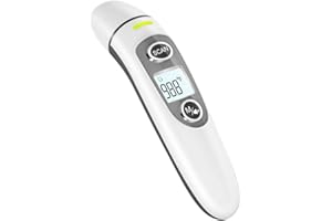 ANMEATE Thermometer for Adults,Touchless Digital Infrared Thermometer for Fever, Ear and Forehead Thermometer for Baby and Kids, with LCD Screen, Memory Recall, Fever Alarm (White)