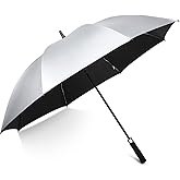 G4Free 54/62 Inch Windproof UV Protection Golf Umbrella Extra Large Silver Coated Automatic Open Stick Long Umbrella