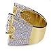 TOPGRILLZ Hip Hop 14K Gold Plated Iced Out CZ Simulated Diamond Cushion Diamond Square Punky Ring for Men