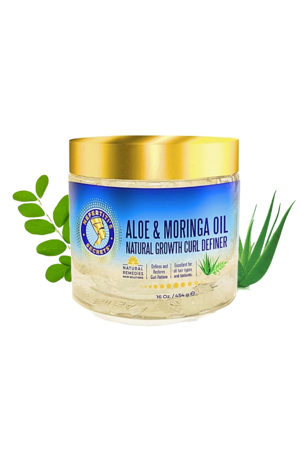 Photo 1 of Nefertiti's Secrets Natural Growth Curl Definer | Aloe Vera and Moringa Oil for Hair Growth & Moisture | Strong Hold | Frizz Controller | Curly Hair Products for Women | 16 Oz / 454 mL
