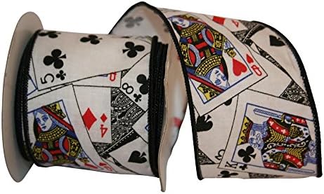 Wire Edged Playing Cards Ribbon 2 1/2" 10 Yards
