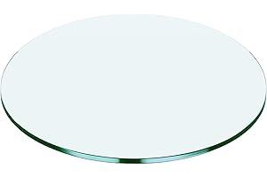 Virelix 17" Round Tempered Glass Table Top, Clear Surface Flat Polished Edge for Furniture Protection Patio Dining Coffee End Tables (17 inch)