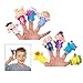 OPount 16 Pcs Soft Plush Animal Finger Puppets Set Including 10 Pcs Animal + 6 Pcs People Family Members Educational Toys