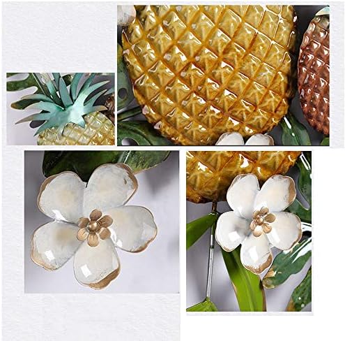 Qinqiwdh ホビー ドラッグストア B081y43jz6 家電 カメラ メタルウォールアートの彫刻 地中海スタイルの熱帯パイナップル 葉 花 の写真ウォールデコレーションウォールハンギング 124 8x5 7x80cm