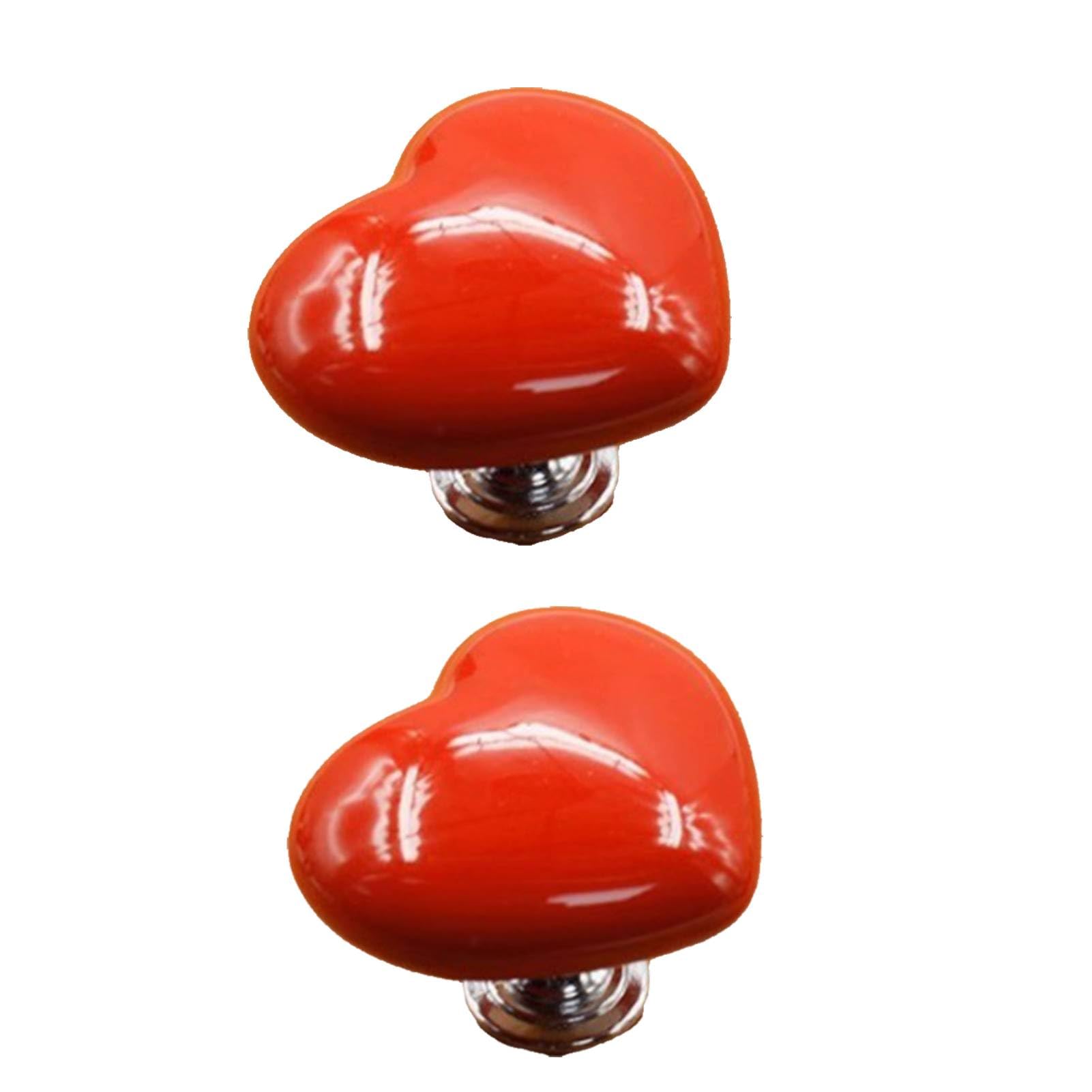 Gsycle 2PCS Love Heart Toilet Button Pusher, Toilets Flusherbutton Replacement Toilet Flusher Top Push Button for Women Long Nail (Red)