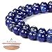 BEADNOVA Blue Lapis Lazuli Beads Natural Crystal Beads Stone Gemstone Round Loose Energy Healing with Crystal Stretch Cord for Jewelry Making (10mm, 36-38pcs)