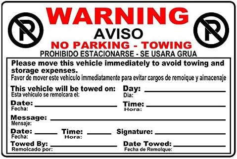 100 No Parking Stickers 2 Color Stock 6.5" x 4" Permanent Adhesive