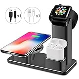 iPhone Wireless Charger Stand Apple Watch Airpods Charging Station, Aluminum Charging Docks for AirPods / Apple Watch Series 3&2&1 / iPhone X/8/8 Plus/ Samsung Note 8/S8/S8 Plus- ( 3 in 1)