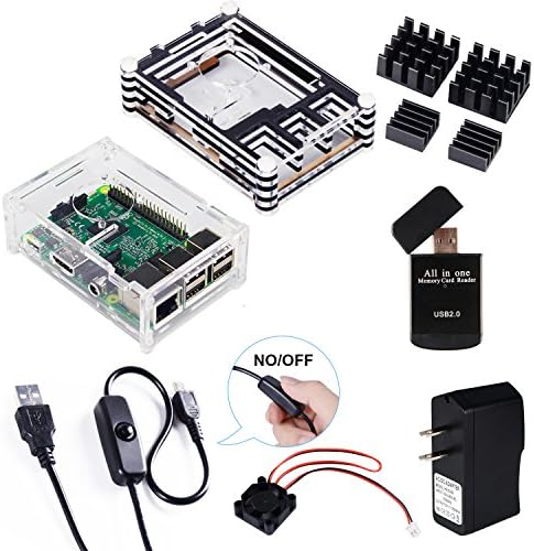 ZMAO Raspberry Pi 3 Case with Fan Cooling and Heatsinks,5V / 2.5A Power Supply with ON / OFF Switch Cable, Great Kit For Raspberry Pi 3b &amp; 2 Model B (Not include Raspberry pi board)