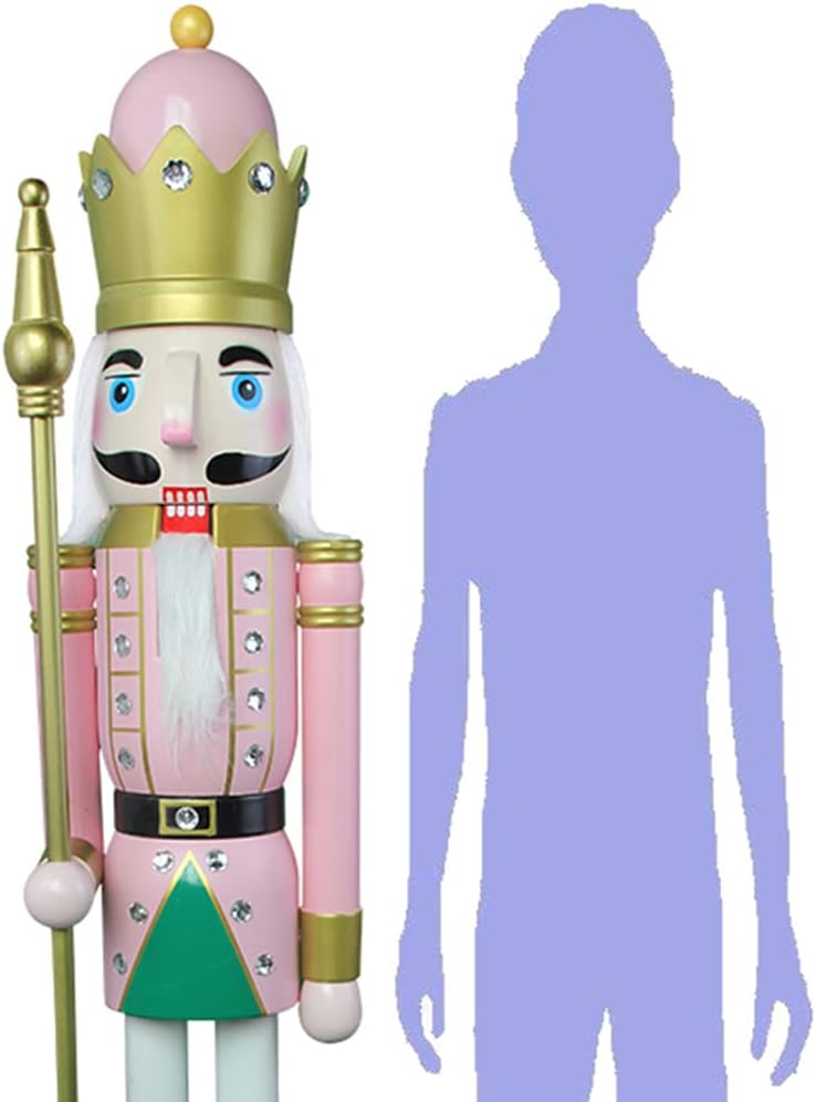 Nutcrackers - ECOM-CDL 4feet/120cm Giant Pastel Pink Wooden Nutcracker King (4 feet, Pastel Pink kk16)