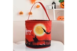 IsouDe Led Light Halloween Trick Or Treat Bag Pumpkin Candy Tote Bucket Multipurpose Reusable Halloween Basket Portable Collapsible Light up Halloween Bucket Halloween Candy Bags for Halloween Party