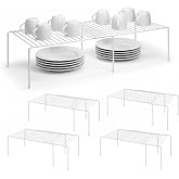 ziroland 4-Pack Expandable Medium (13.4-25.1x9inch) Kitchen Organizer Rack, Kitchen Shelves for Spice Organization for Cabinet, Pantry Organizers and Storage, Spice Rack, Desk Organizer, White