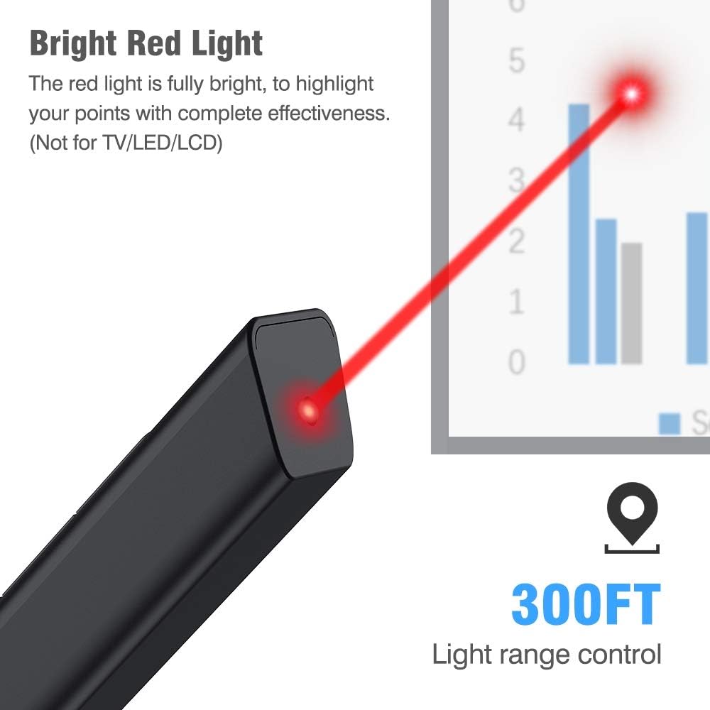 DinoFire Presentation Clicker 100FT Wireless Presenter Remote PowerPoint Clicker Presentation Remote, RF 2.4GHz USB Presentation Pointer PPT Clicker for Mac, Keynote, Laptop, Computer, Google Slides : Electronics