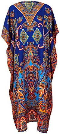 RK Essentials | Tribal Ethnic Print Long Kaftan | Plus Size (Royal blue/Blue)
