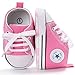SOFMUO Unisex Baby Girls Boys High Top Ankle Canvas Shoes Soft Sole Toddler First Walker Infant Sneaker Newborn Crib Shoes(Pink,0-6Month)
