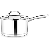 TeamFar Saucepan, 3 qt Stainless Steel Sauce Milk Pan & Lid with Tri-ply Bottom, Home/Kitchen Induction Pot for Cooking/Boiling/Warming/Stewing, Healthy & Heavy Duty, Dishwasher Safe