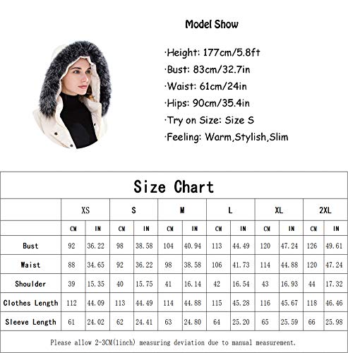 Obosoyo Women's Hooded Thickened Long Down Jacket Maxi Down Parka Puffer Coat (White, S)