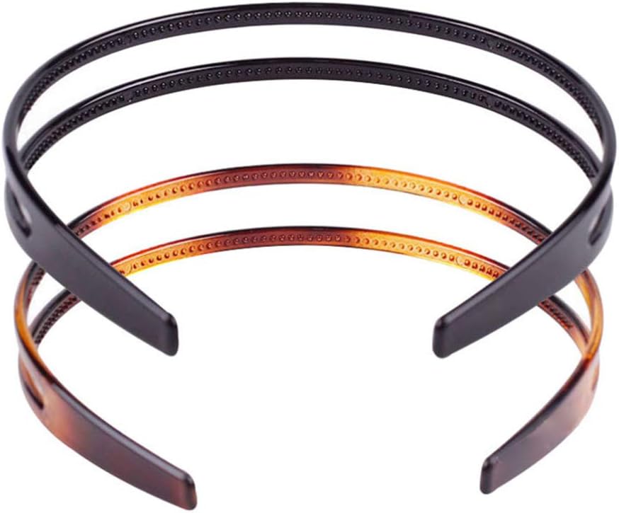 Minkissy 4pcs Hard Plastic Headbands Double Row Hair Hoops Vintage No Slip Hair Bands with Teeth for Women Girls - Image 4