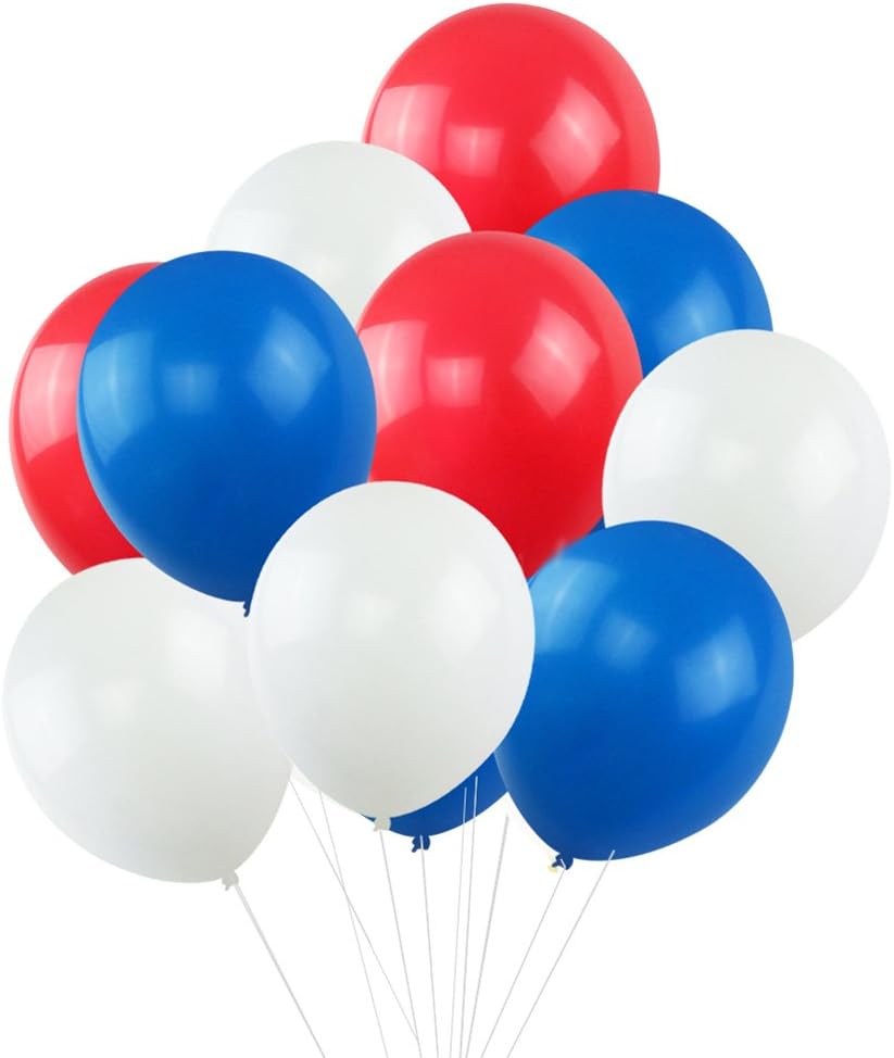 Red White and Blue Balloons, KUMEED 12 Inch Latex Balloons Party