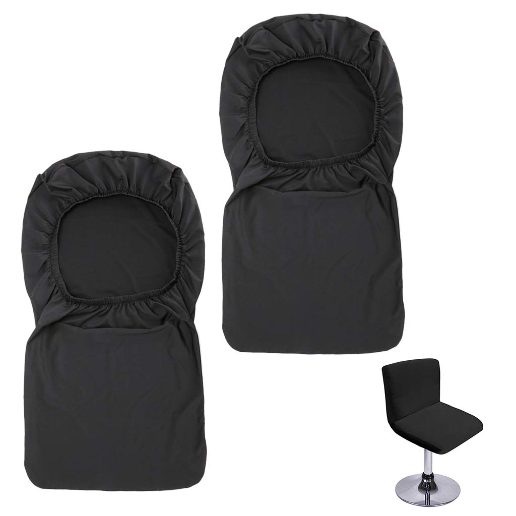 BTSKY 2 Pack Black Bar Stools Slipcovers with Backrest Cover Stretch Chair Cover for Short Swivel Dining Chair Back Chair Bar Stool Chair (No Chairs)