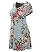 AMORE ALLFY Women's Short Sleeve V-Neck Flare Hem Floral Print Tunic Mint 70149 X-Large