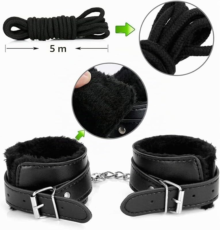 11 Stück SM Sex Bondage Set, BDSM Fesseln Sex Set Sex Spielzeug Anal Plug Butt Plug Set für Anfänger, Erotiek SM Sexspielzeug Erotik Handschellen für Paare Extrem Sex (Schwarz)