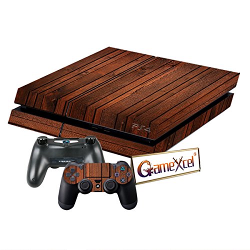Skins for PS4 Controller - Decals for Playstation 4 Games - Stickers Cover for PS4 Console Sony Playstation Four Accessories Faceplate with Dualshock 4 Two Controllers Skin - Wooden - Thumbnail 3