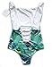 Qpladlse Swimwear Women's One Piece Swimsuit Reversible Lace-Up Bathingsuit(FBA) (S, Green Leaves)