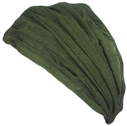 Little Kathmandu Cotton Elastic Hippie Bohemian Bandana Headband Plain Green