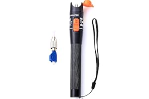 Brccee AC Visual Fault Locator, 10KM VFL Fiber Optic Source Tester with FC Male to LC Female Adapter, VFL Red Light Pen for Network Cable Test, Detector Meter for FC,SC,ST,LC