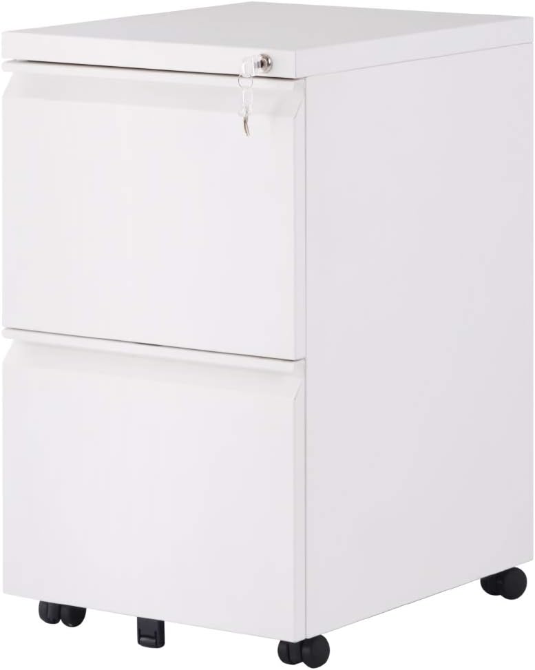 2 Drawer Locking File Cabinet With Wheels Mobile Metal Filing Cabinet For Home And Office Steel Black Home Office Furniture Home Kitchen