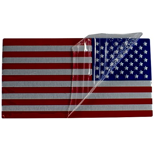 ALUMINUM American Flag Sticker Decal Emblem | perfect for vehicle, truck, car, motorcycle, rv, scooter, or suv 3.18” x 1.75” (Stars on the RIGHT side)