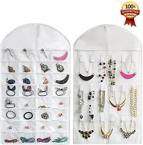 Realdios NonWoven Hanging Closet Accessory Jewelry Holder Organizer(32pocket-White)