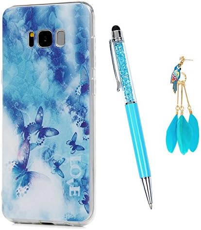 Samsung Galaxy S8 Plus Case, S8 Plus Case, ZSTVIVA Flexible TPU Cover Full Body Slim Fit Protective Bumper Clear Lightweight Anti-Scratch Phone Case with Pen &amp; Plug Dust - Blue Sky Flying Butterfiles