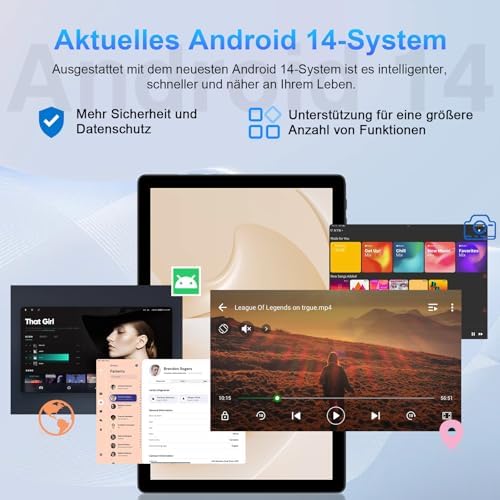 Tablets Android WiFi 6 Großer Speicher,Lernen und Unterhaltung