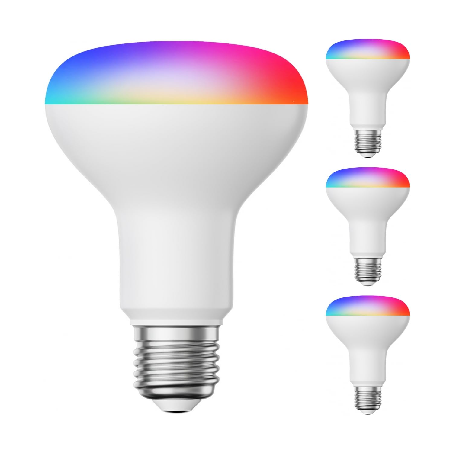 ledscom.de 4 Pieces E27 LED RGB Bulbs, R80, Warm White - Cool White (2700-6300 K), 9.9 W, 950lm, Smart Home, WLAN, Alexa, matt