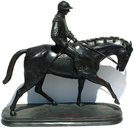 Large hand cast solid bronze horse and jockey derby winner figure CLT663
