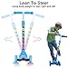 OUTON Kick Scooter for Kids 3 Wheel Lean to Steer Adjustable Height PU 4 LED Flasing Wheels Blue