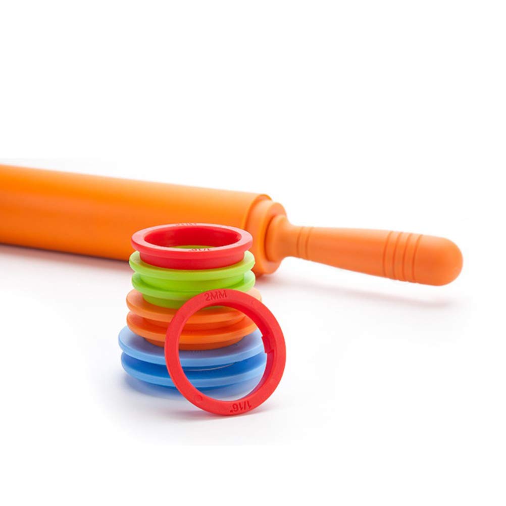 Rolling Wooden Pin Bagima 50 * 6 * 6 Adjustable Silicone Rolling Pin with 4 Spacers for Dough Pizza Non Stick Rolling Pin Baking Pastry Tool