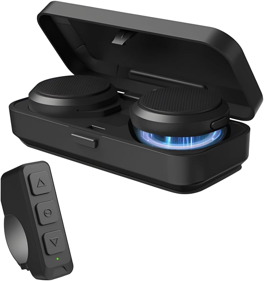 OBEST Bluetooth Headset For Motorcycle, Bluetooth 5.3, Wireless Hands-Free, Noise Reduction Function, Unique Motorcycle Helmet, With Charging Box And Remote Control (31854)